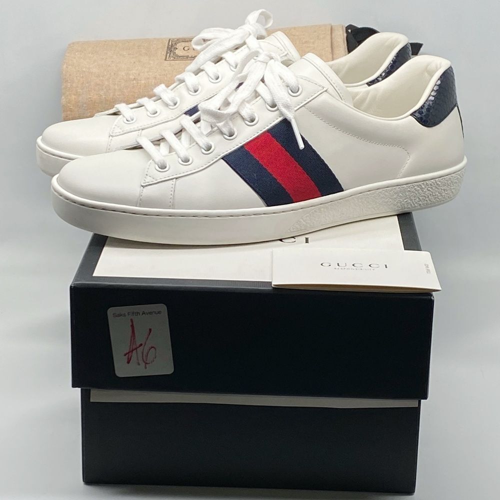 Gucci New Ace Leather Sneakers size 8.5/us size 9.5 - Picture 10 of 12